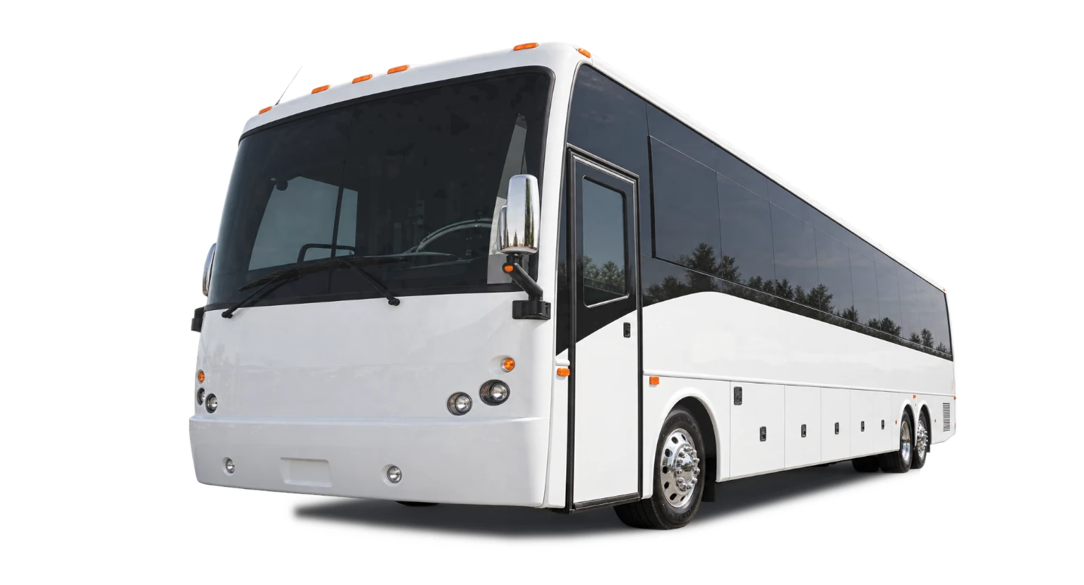 Silver 42-passenger party bus
