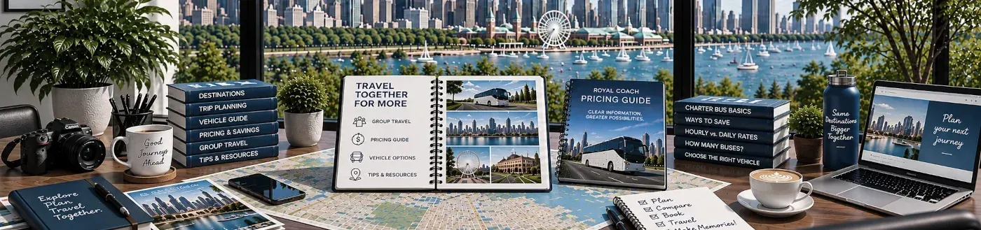 Group transportation trip planning materials and travel itinerary